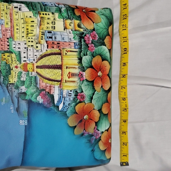 Anuschka NWT 2 piece large shoulder bag handpainted leather Amalfi dawn - Picture 6 of 8